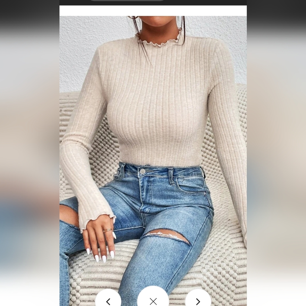 Commense Cream Ribbed Bodysuit